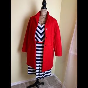 A gorgeous pop of red Hazel coat